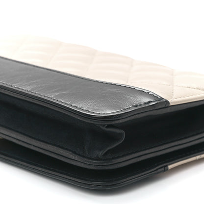 Chanel Aged Calfskin Quilted Gabrielle Wallet On Chain WOC Beige Black 11 of 12