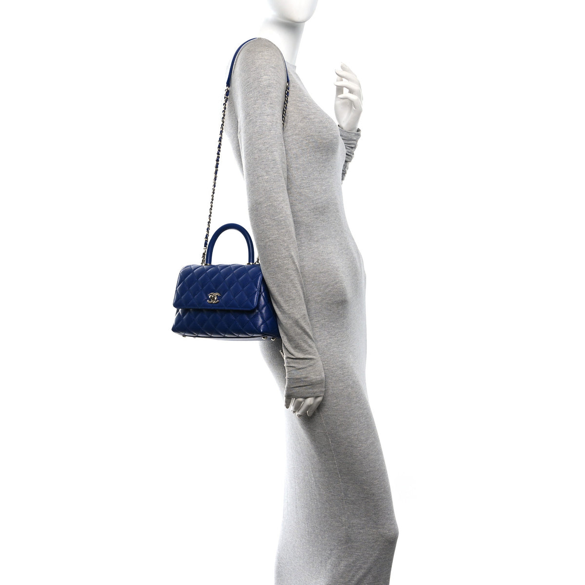 Chanel Caviar Quilted Mini Coco Handle Flap Blue 2 of 10
