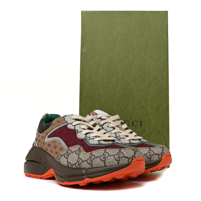 Gucci GG Supreme Monogram Mix Monogram Womens Rhyton Sneakers 37.5 Bordeaux Beige Ebony 8 of 8
