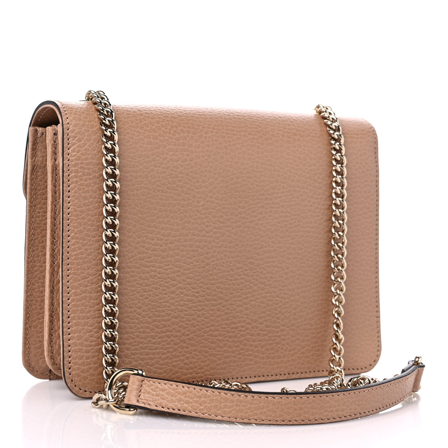Dollar Calfskin Small Interlocking G Shoulder Bag Camelia