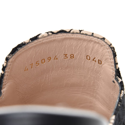 Gucci Lace Malaga Kid Womens Princetown Slippers 36 Black Skin Rose 9 of 10