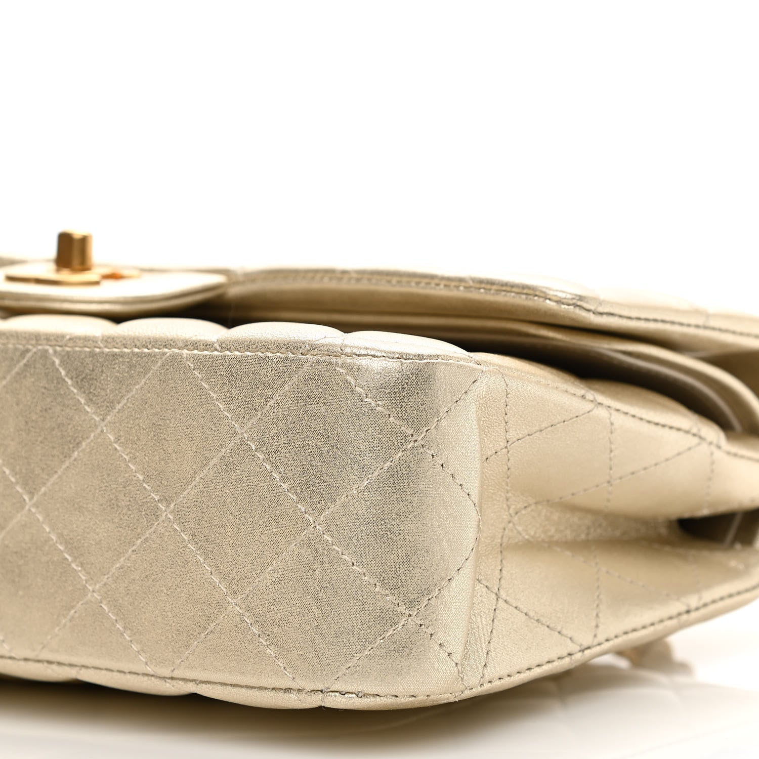 Chanel Metallic Lambskin Quilted Medium Double Flap Gold 10 of 11