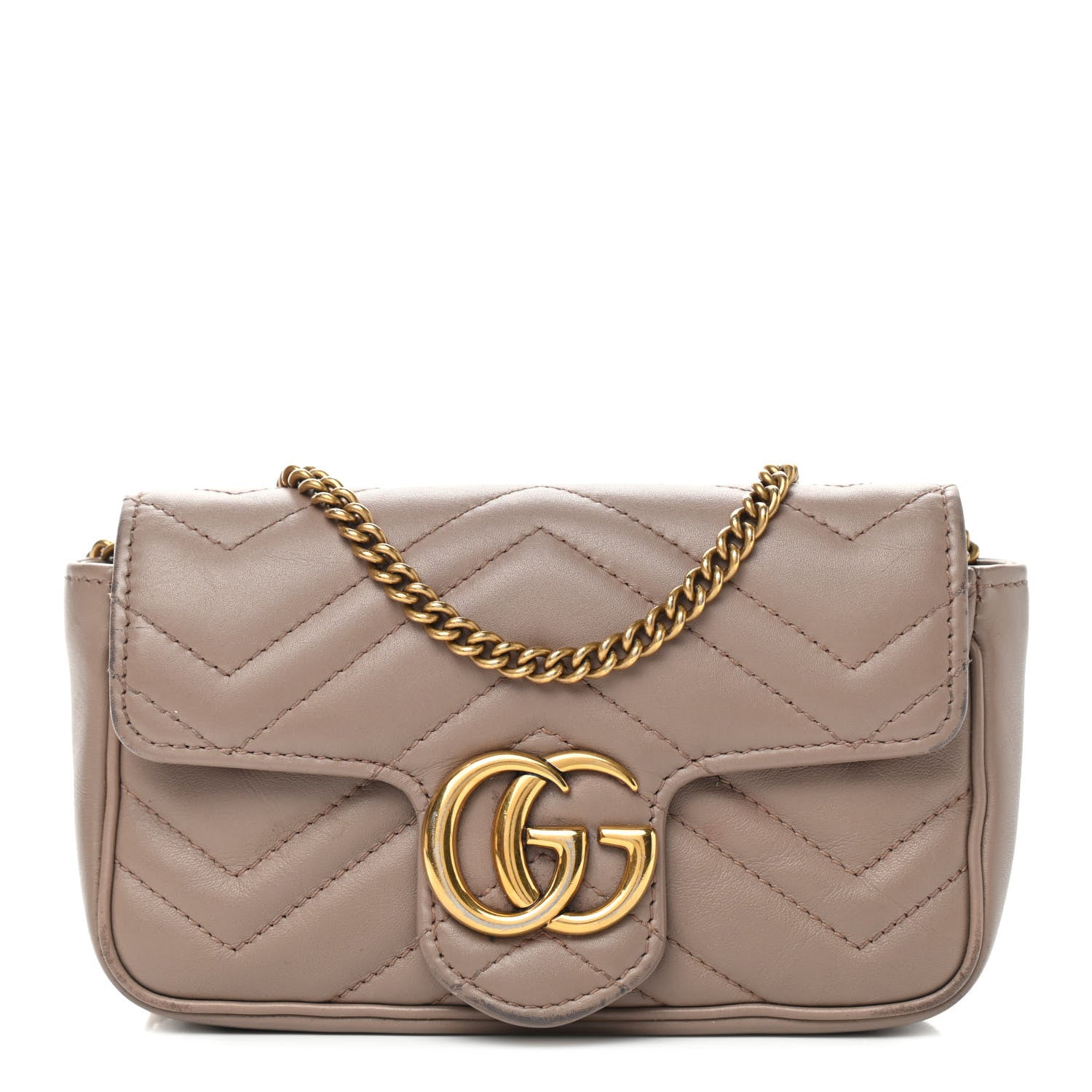 Gucci Calfskin Matelasse Super Mini GG Marmont Shoulder Bag Porcelain Rose 1 of 14