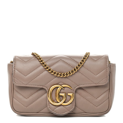 Gucci Calfskin Matelasse Super Mini GG Marmont Shoulder Bag Porcelain Rose 1 of 14