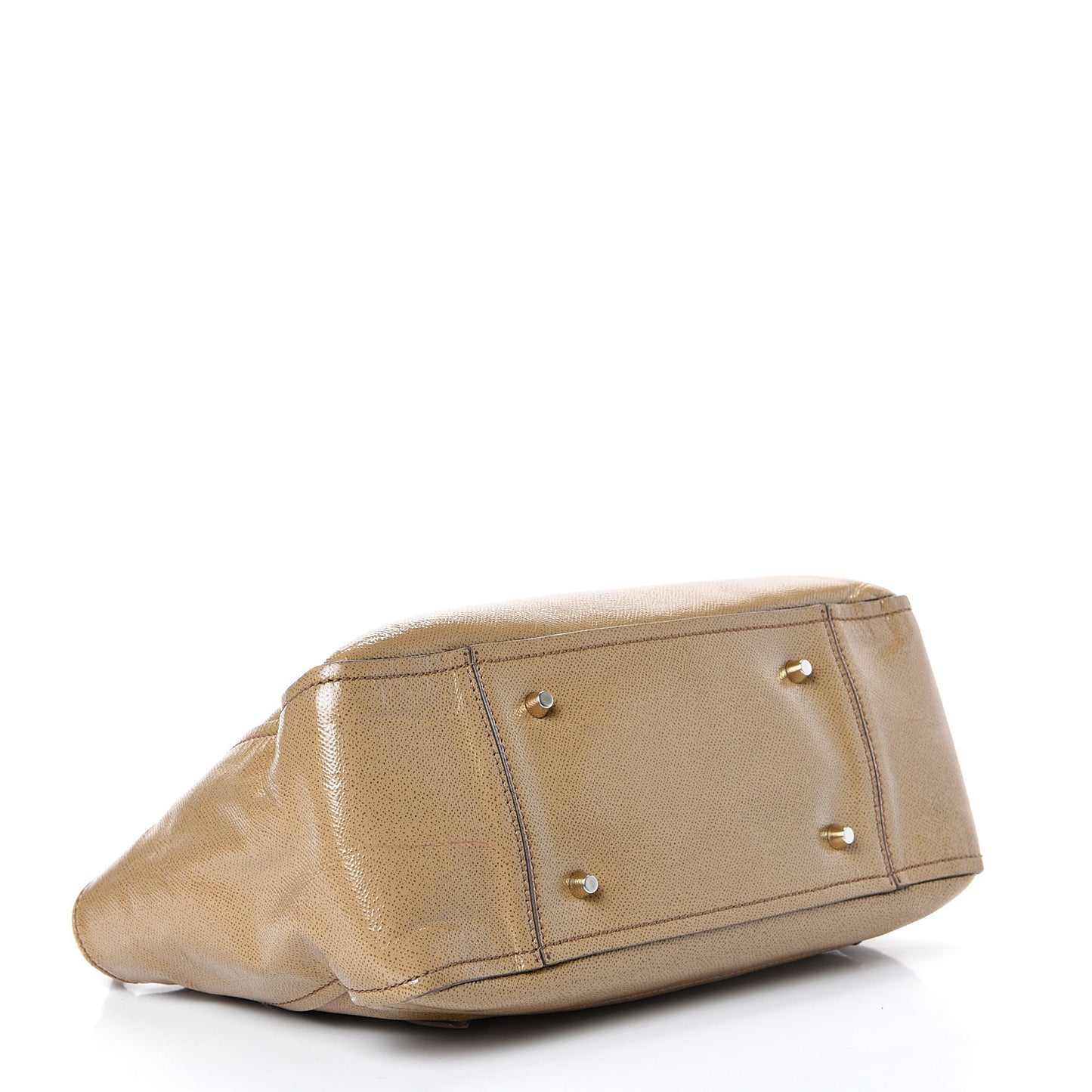 Patent London Grainy Calfskin Satchel Beige