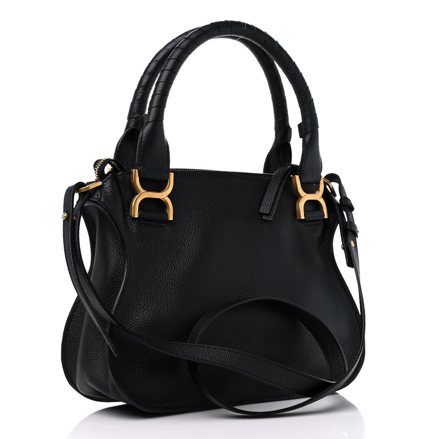 Calfskin Small Marcie Satchel Black
