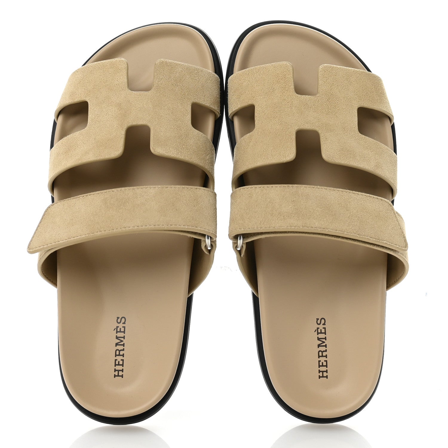 Hermes Suede Goatskin Womens Chypre Sandals 36 Beige Lin 2 of 10