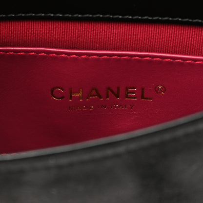 Chanel Shiny Calfskin Quilted Suede Goatskin Belt Bag Black 6 of 13