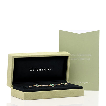 Van Cleef & Arpels 18K Yellow Gold Malachite 5 Motifs Vintage Alhambra Bracelet 4 of 4
