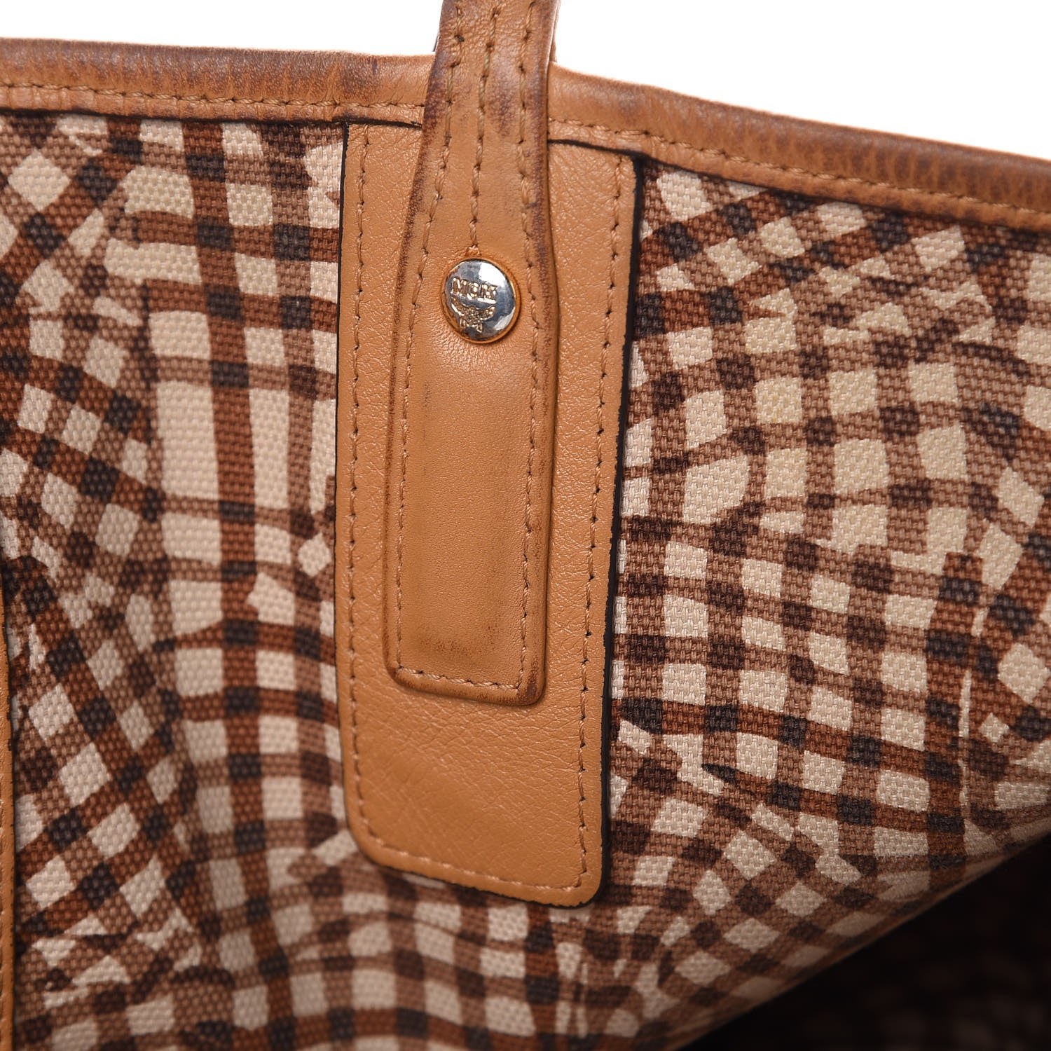 MCM Visetos Large Liz Reversible Shopper Tote Cognac 14 of 23