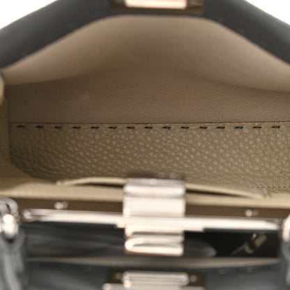 Fendi Cuoio Romano Selleria Bi-Color Mini Peekaboo Iconic Satchel Asfalto Latte 5 of 10