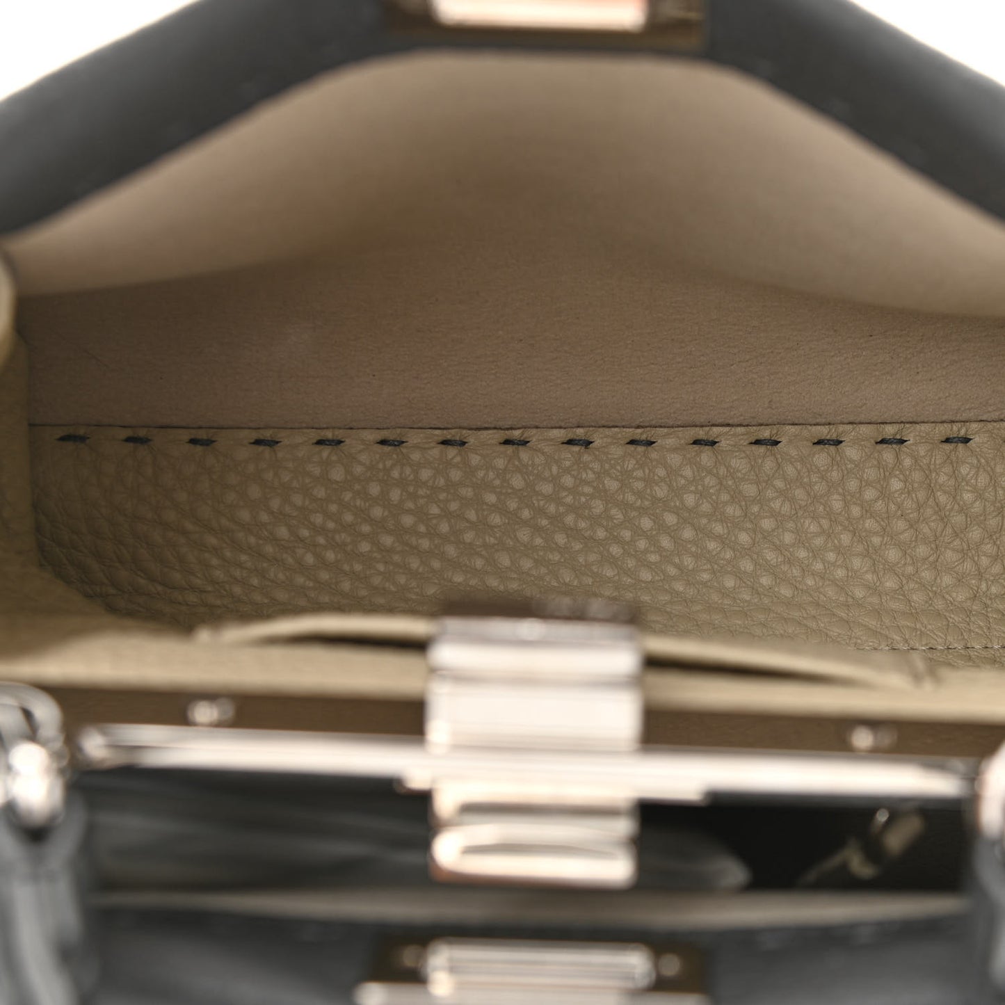 Cuoio Romano Selleria Bi-Color Mini Peekaboo Iconic Satchel Asfalto Latte