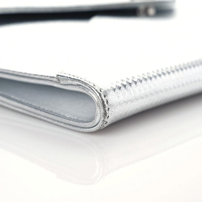 Chanel Metallic Lambskin Embossed Envelope Clutch Silver 9 of 10