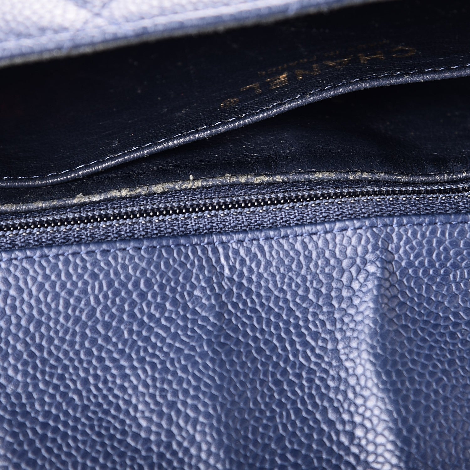 Chanel Caviar Jumbo Single Flap Blue 10 of 14