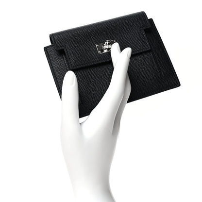 Hermes Epsom Kelly Pocket Compact Wallet Black 2 of 9