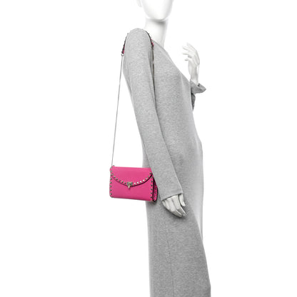 Valentino Garavani Grainy Calfskin Rockstud Flip Lock Wallet With Chain Pink PP 2 of 10