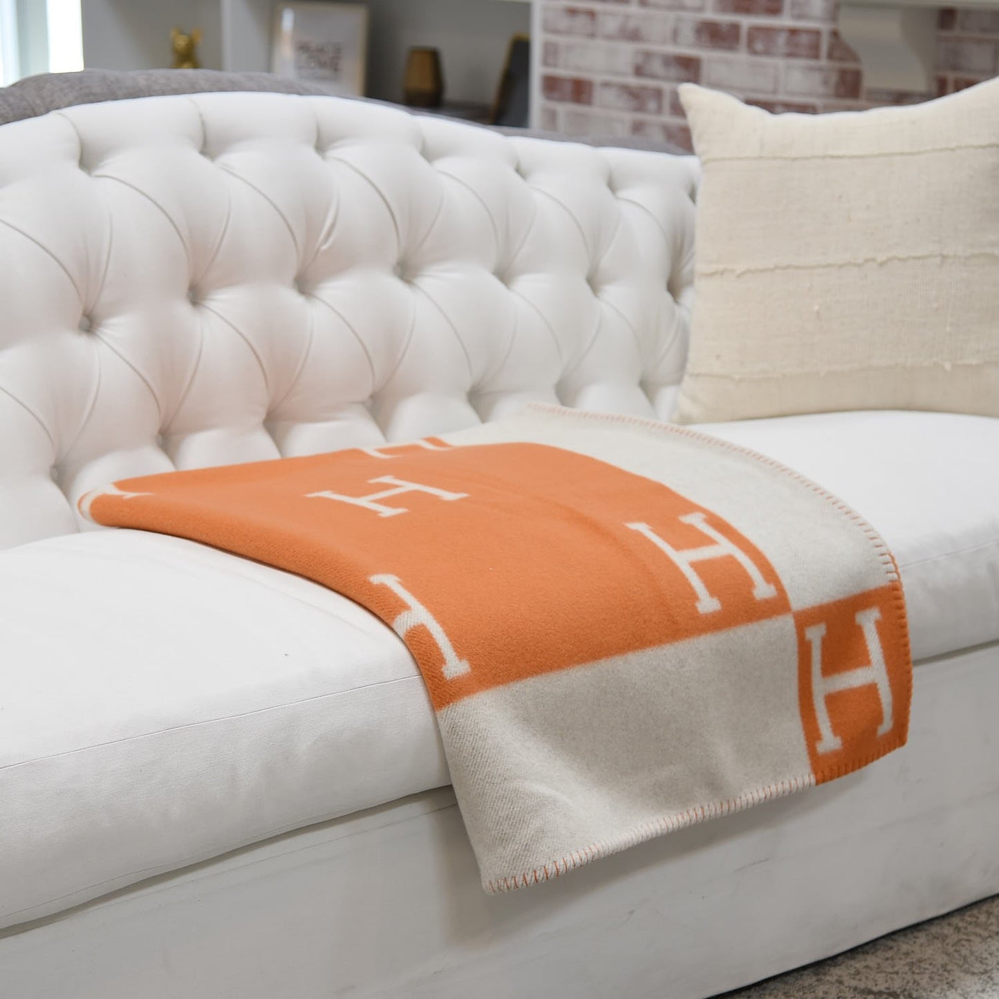 Wool Cashmere Signature Avalon Blanket Ecru Potiron