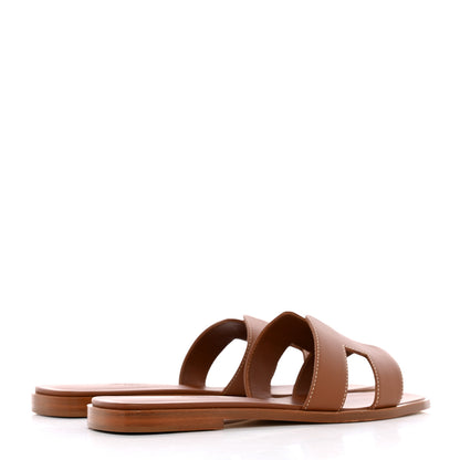 Hermes Box Calfskin Oran Sandals 38 Gold 4 of 10