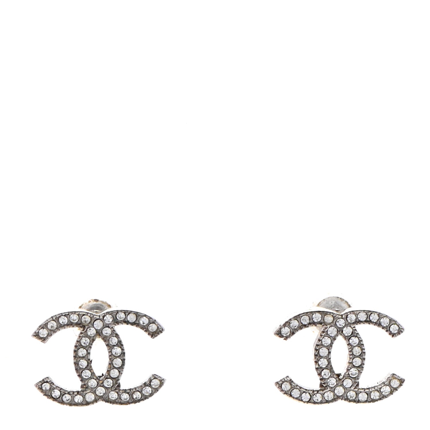 Chanel Crystal CC Earrings Silver 1 of 4