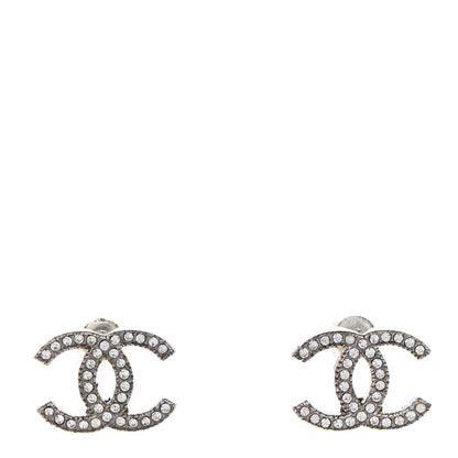 Chanel Crystal CC Earrings Silver 1 of 4