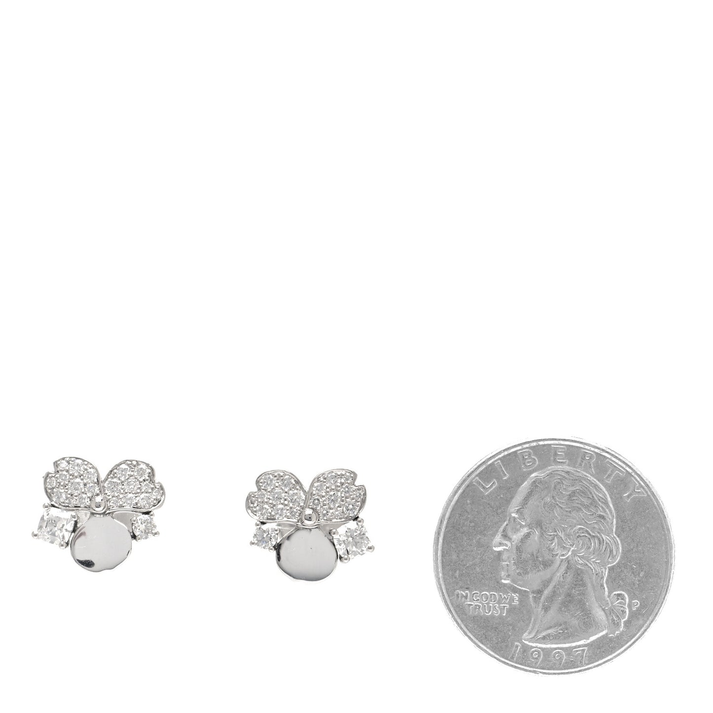 Platinum Diamond Paper Flowers Cluster Earrings