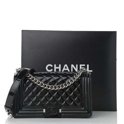 Chanel Patent Calfskin Quilted Medium Plexiglass Boy Flap Black 13 of 13
