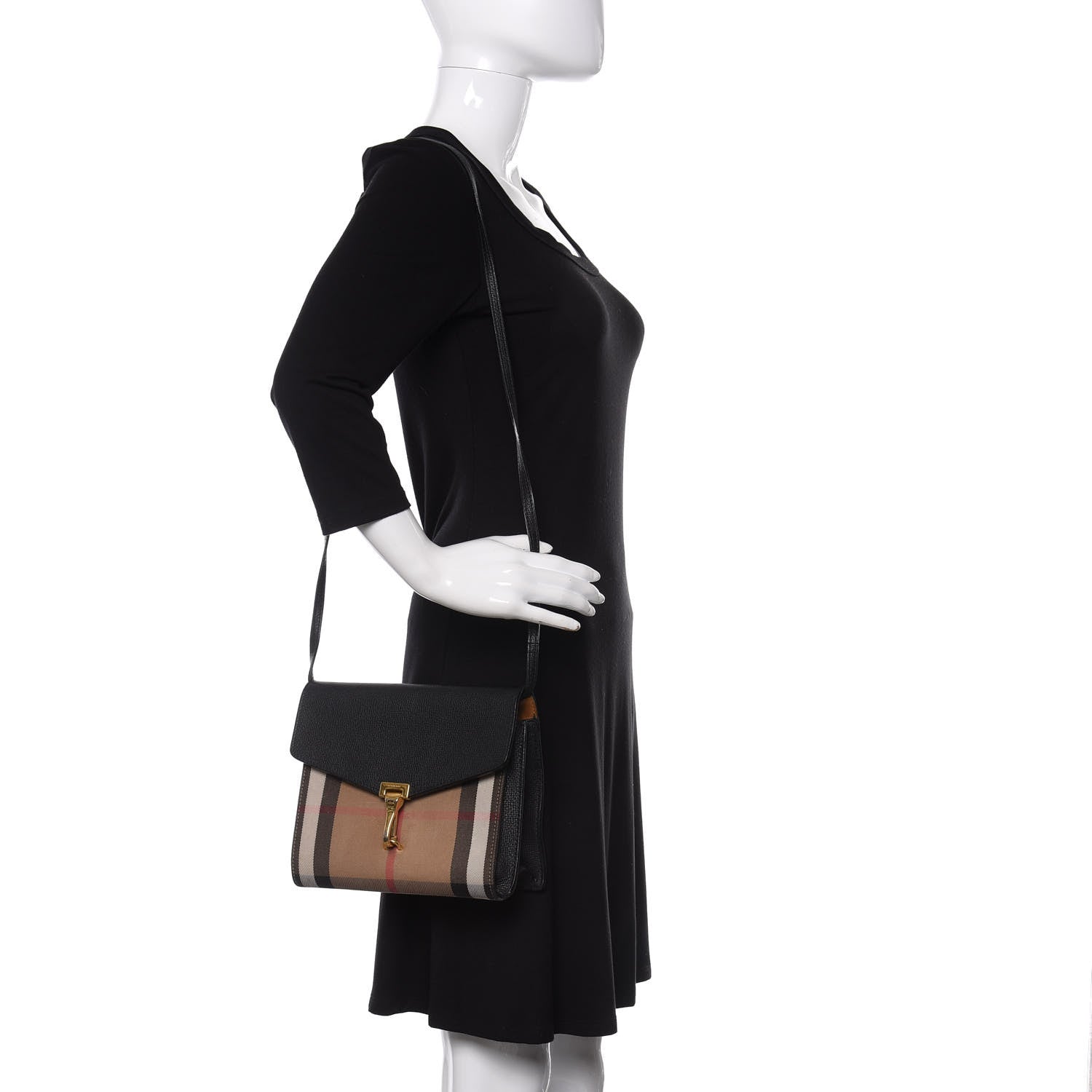 Burberry Derby Calfskin House Check Small Macken Crossbody Bag Black 2 of 10