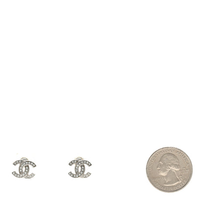 Chanel Crystal CC Earrings Silver 3 of 5