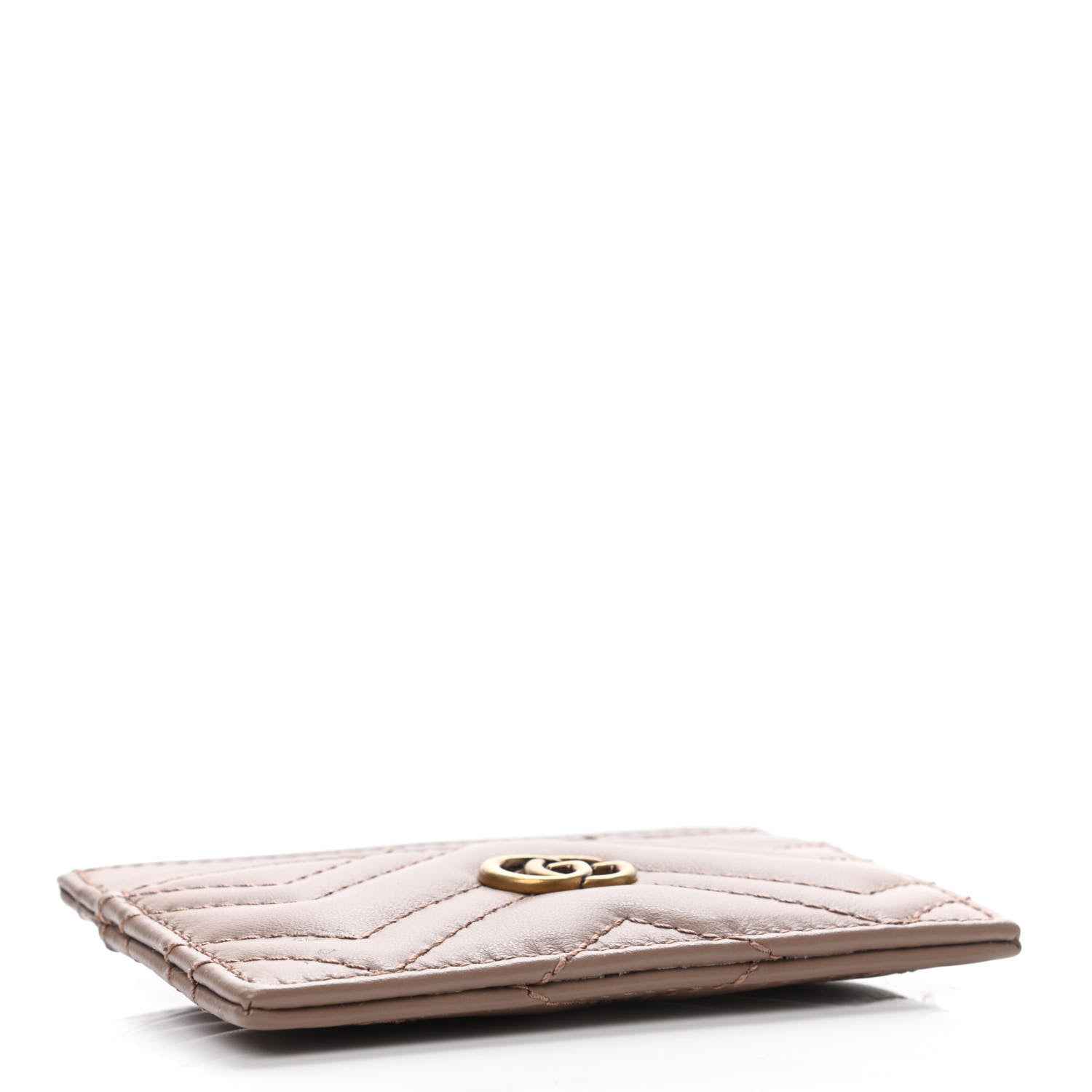 Gucci Calfskin Matelasse GG Marmont Card Holder Porcelain Rose 3 of 4