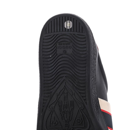 Gucci Calfskin Stripe Mens New Ace Sneakers 10 Black Ecru Red Flame 12 of 15