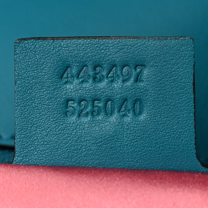 Gucci Velvet Matelasse Embroidered Small GG Marmont Shoulder Bag Pavone Cyan 7 of 14