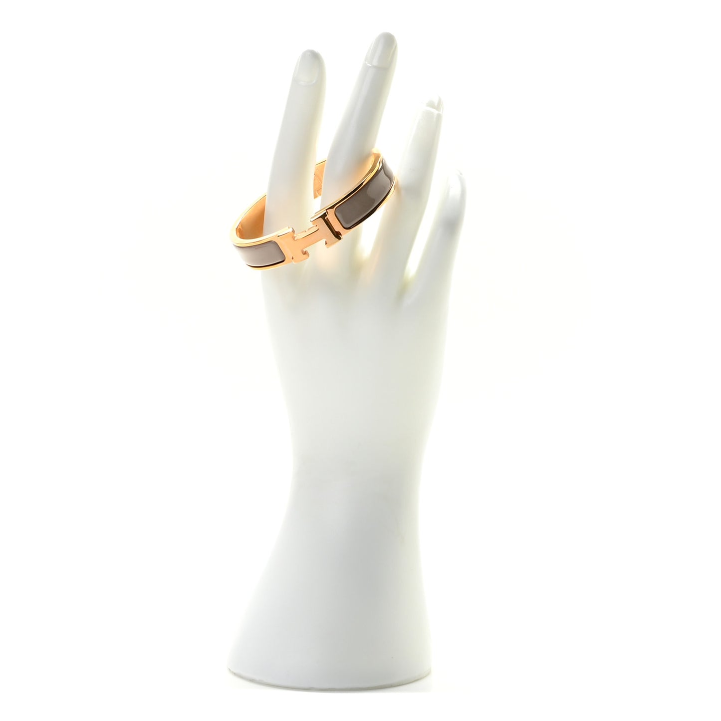 Enamel Narrow Clic Clac H Bracelet PM Marron Glace