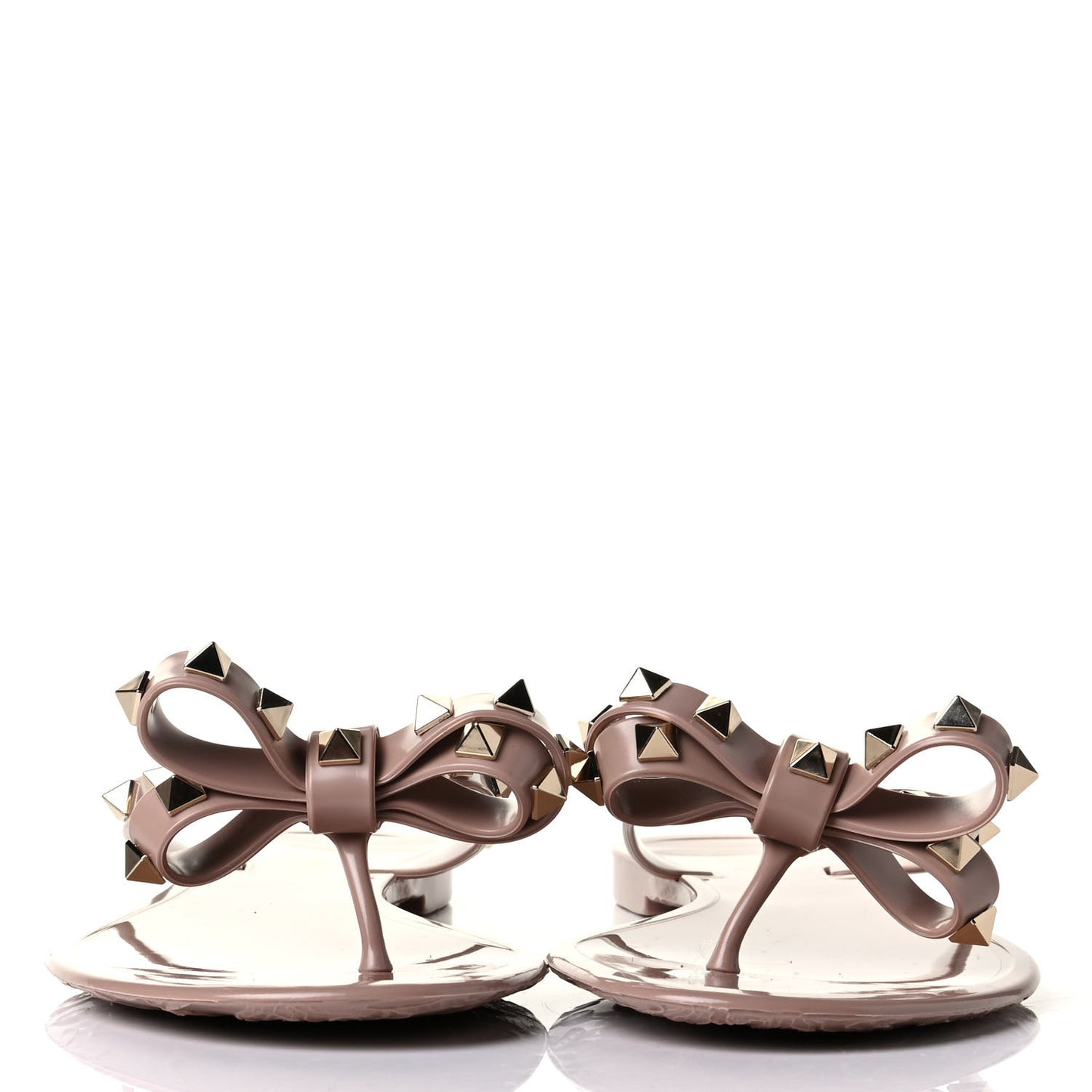 PVC Jelly Rockstud Bow Thong Sandals 39 Poudre