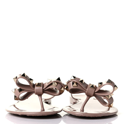 Valentino Garavani PVC Jelly Rockstud Bow Thong Sandals 39 Poudre 3 of 11
