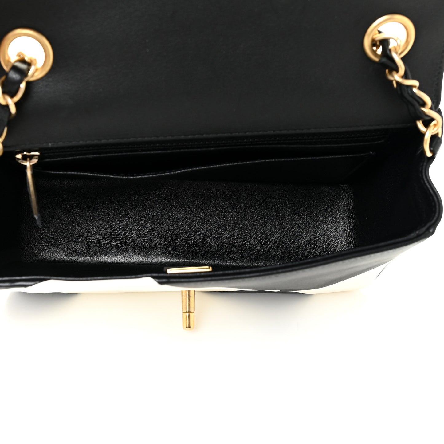 Lambskin Geometric Patchwork Mini Flap Black White