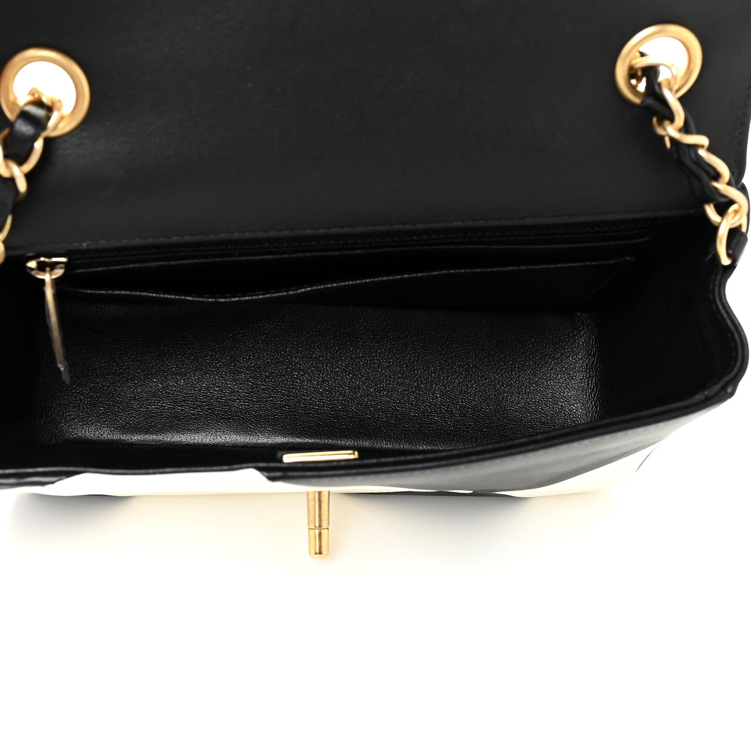 Chanel Lambskin Geometric Patchwork Mini Flap Black White 5 of 17