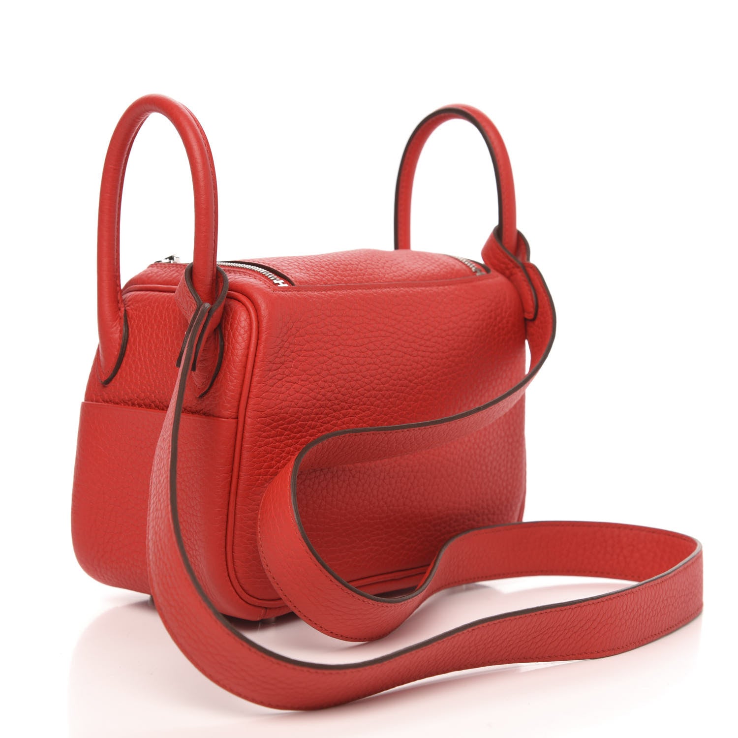 Hermes Taurillon Clemence Mini Lindy 20 Rouge De Coeur 3 of 9