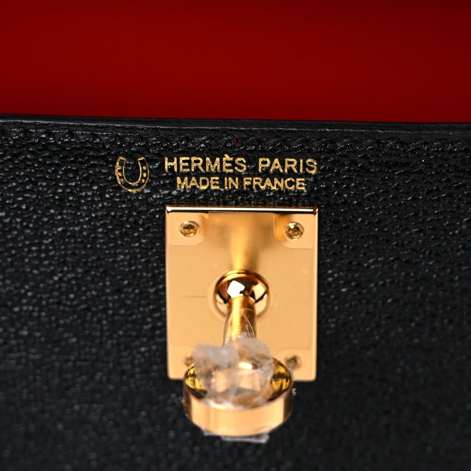 Hermes Chevre Mysore Horseshoe Mini Kelly Sellier 20 Black Rouge De Cour 5 of 8