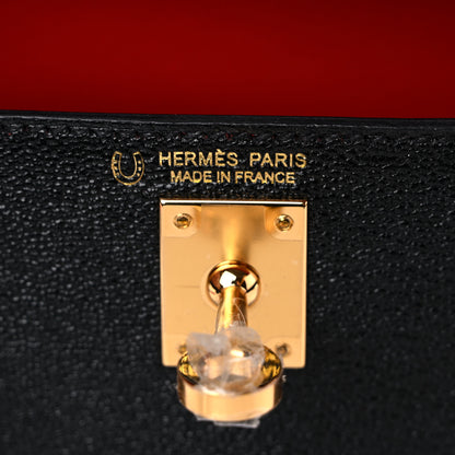 Hermes Chevre Mysore Horseshoe Mini Kelly Sellier 20 Black Rouge De Cour 5 of 8