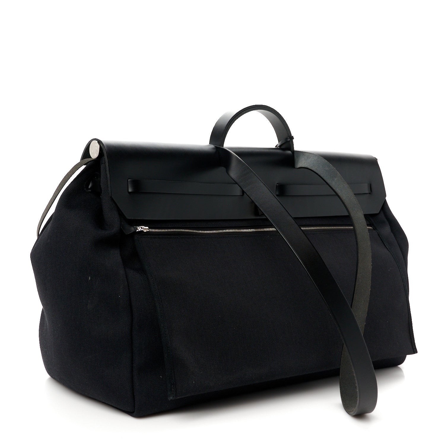 Hermes Military Toile Vache Hunter Herbag Zip Retourne Cabine Bag Black 4 of 12
