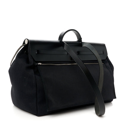 Hermes Military Toile Vache Hunter Herbag Zip Retourne Cabine Bag Black 4 of 12