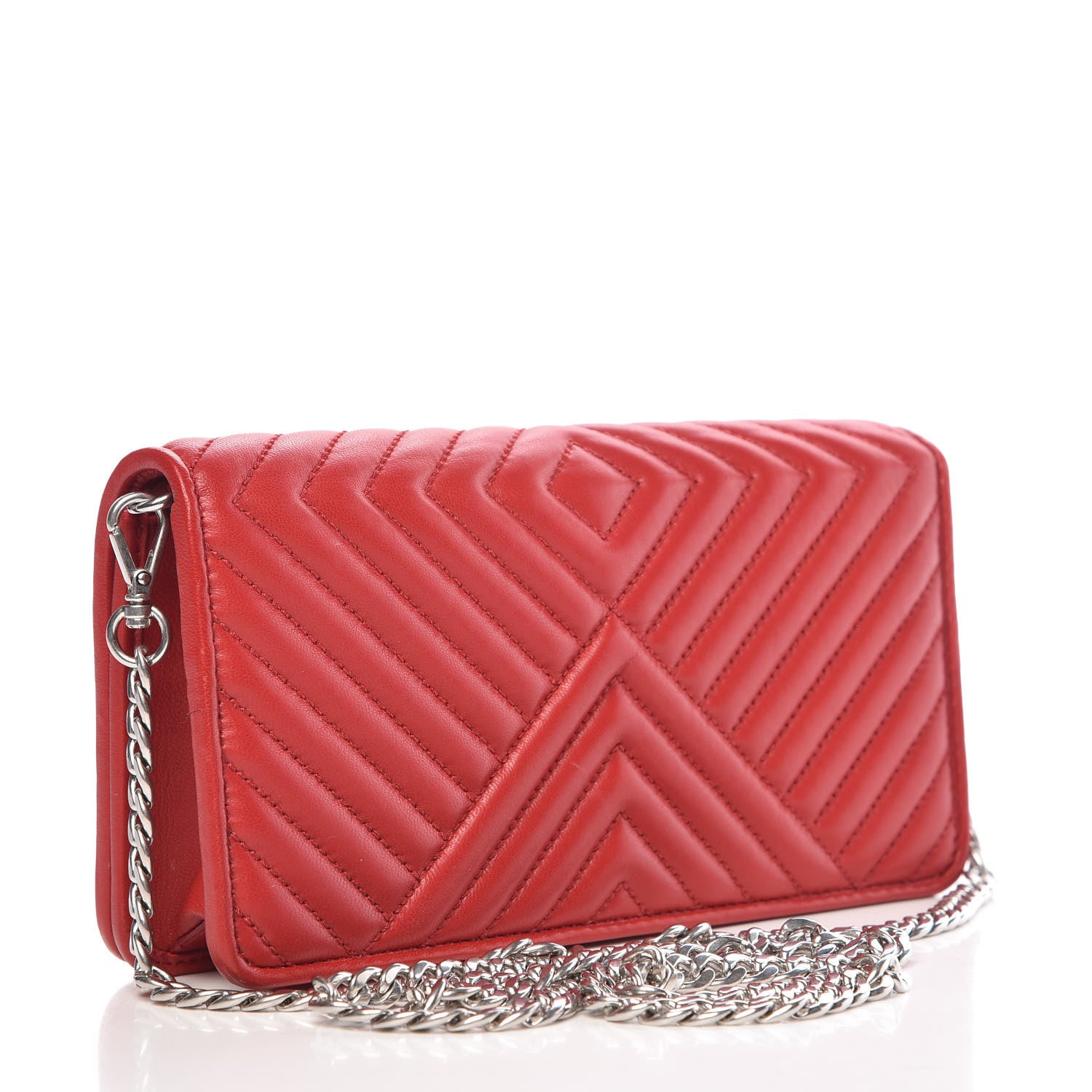 Prada Nappa Impunture Mini Diagramme Chain Crossbody Bag Fuoco 3 of 10