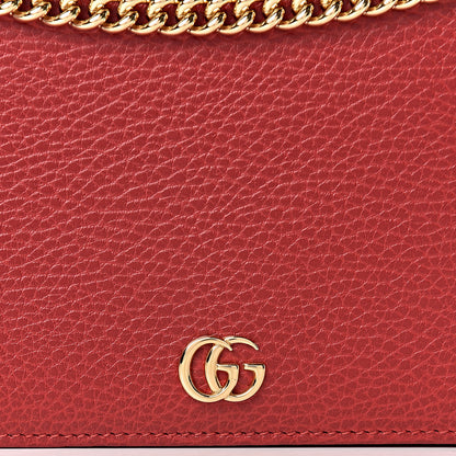 Gucci Dollar Calfskin Mini GG Marmont Chain Wallet Hibiscus Red 10 of 11