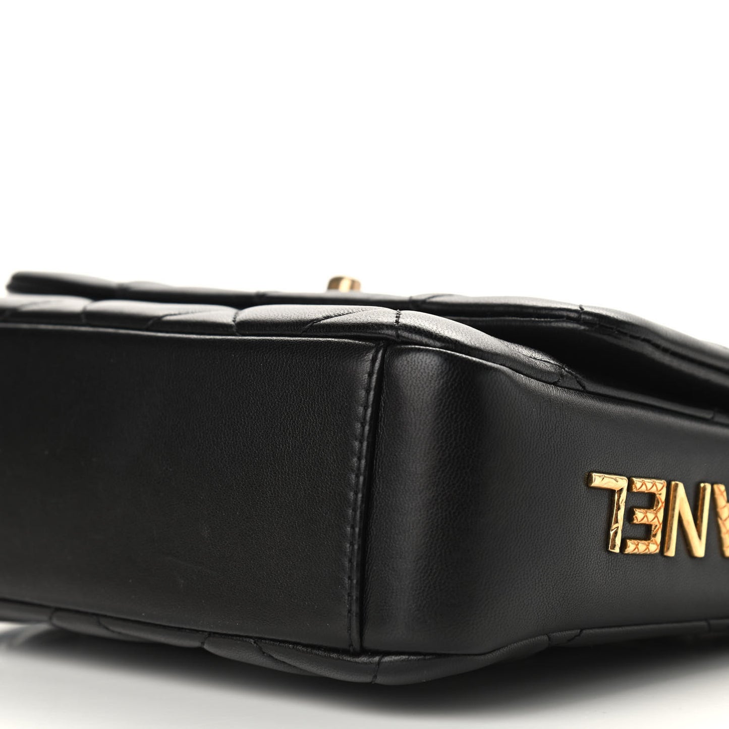Lambskin Quilted Small Side Note Flap Black