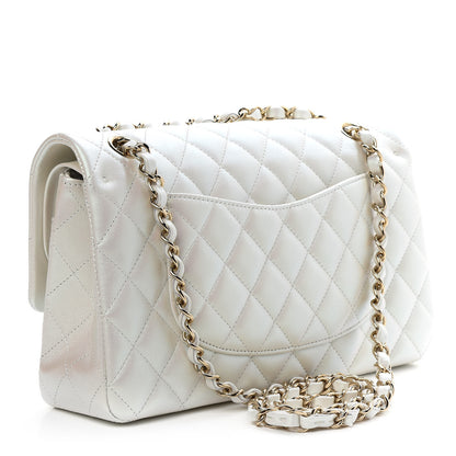 Chanel Iridescent Calfskin Quilted Medium Double Flap White 3 of 10