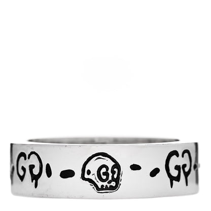 Gucci Sterling Silver Narrow GucciGhost Hamlet Skull Ring 56 7.5 1 of 6