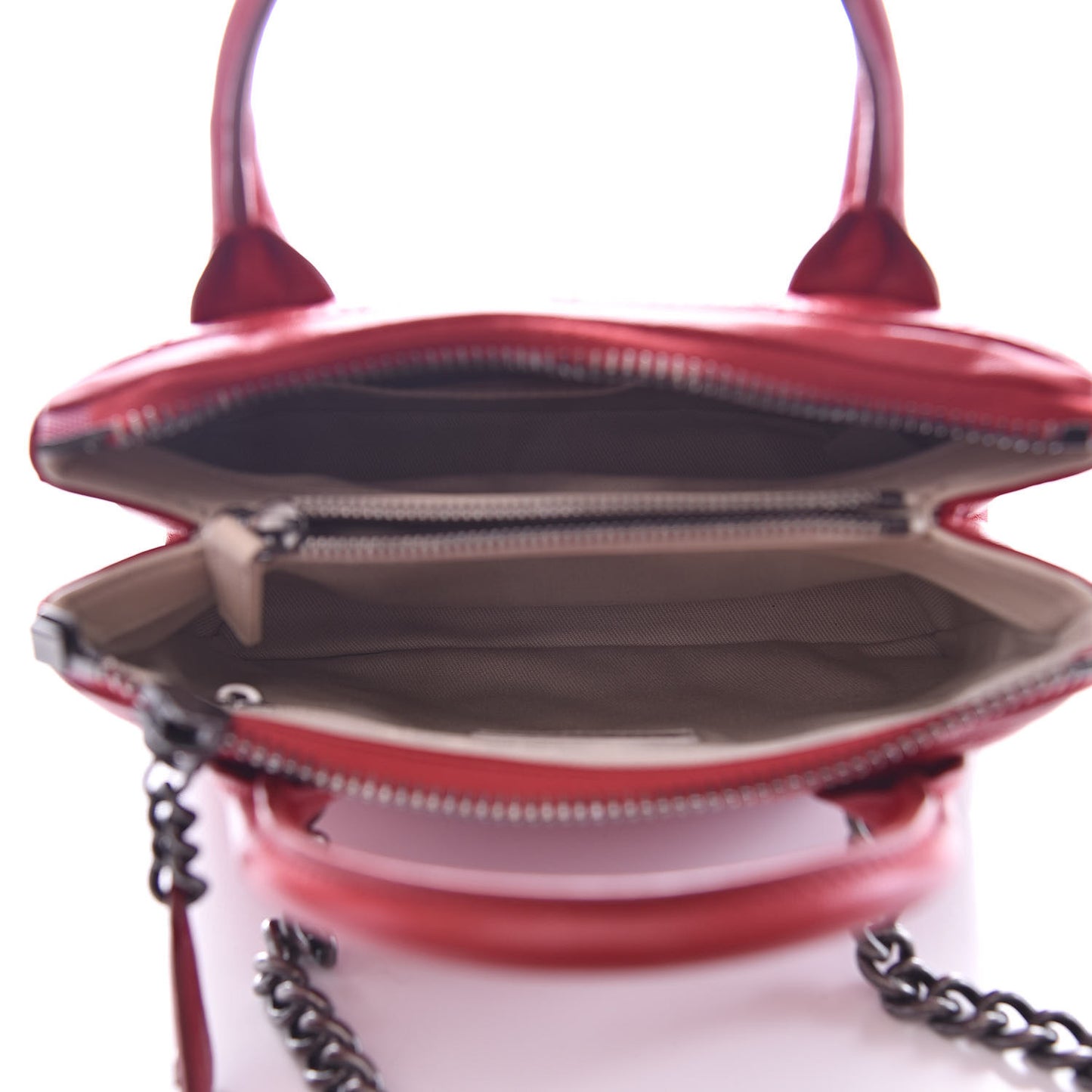 Shiny Sheepskin Quilted Small Shopping Tote Red