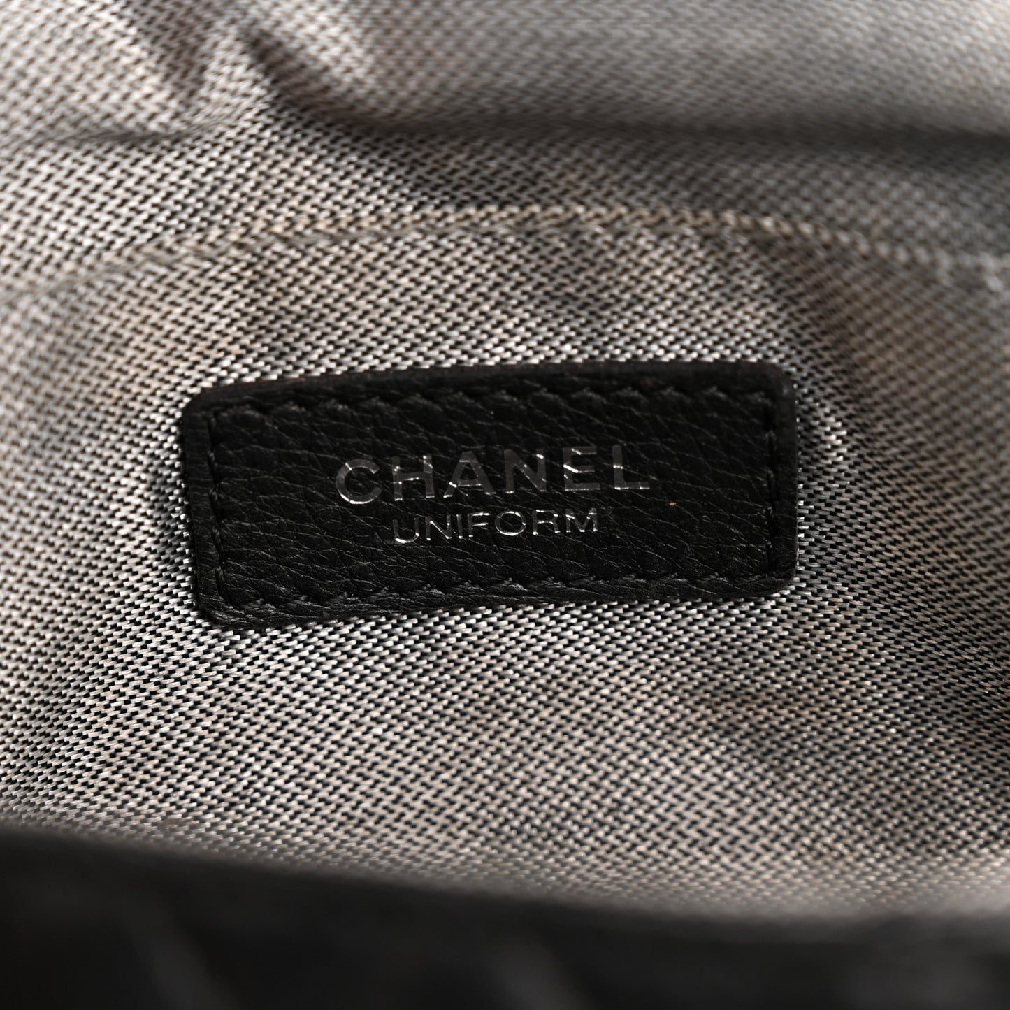 Grained Calfskin Quilted CC Uniform Flap Belt Bag Black