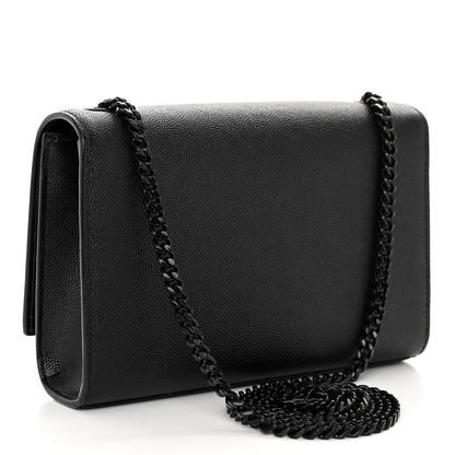 Saint Laurent Grain De Poudre Small Monogram Monochrome Kate Satchel Black 3 of 9