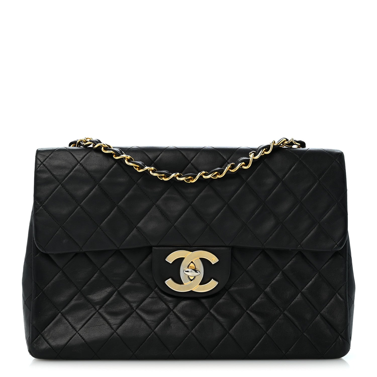 Chanel Lambskin Quilted XL Jumbo Single Flap Black 1 of 14